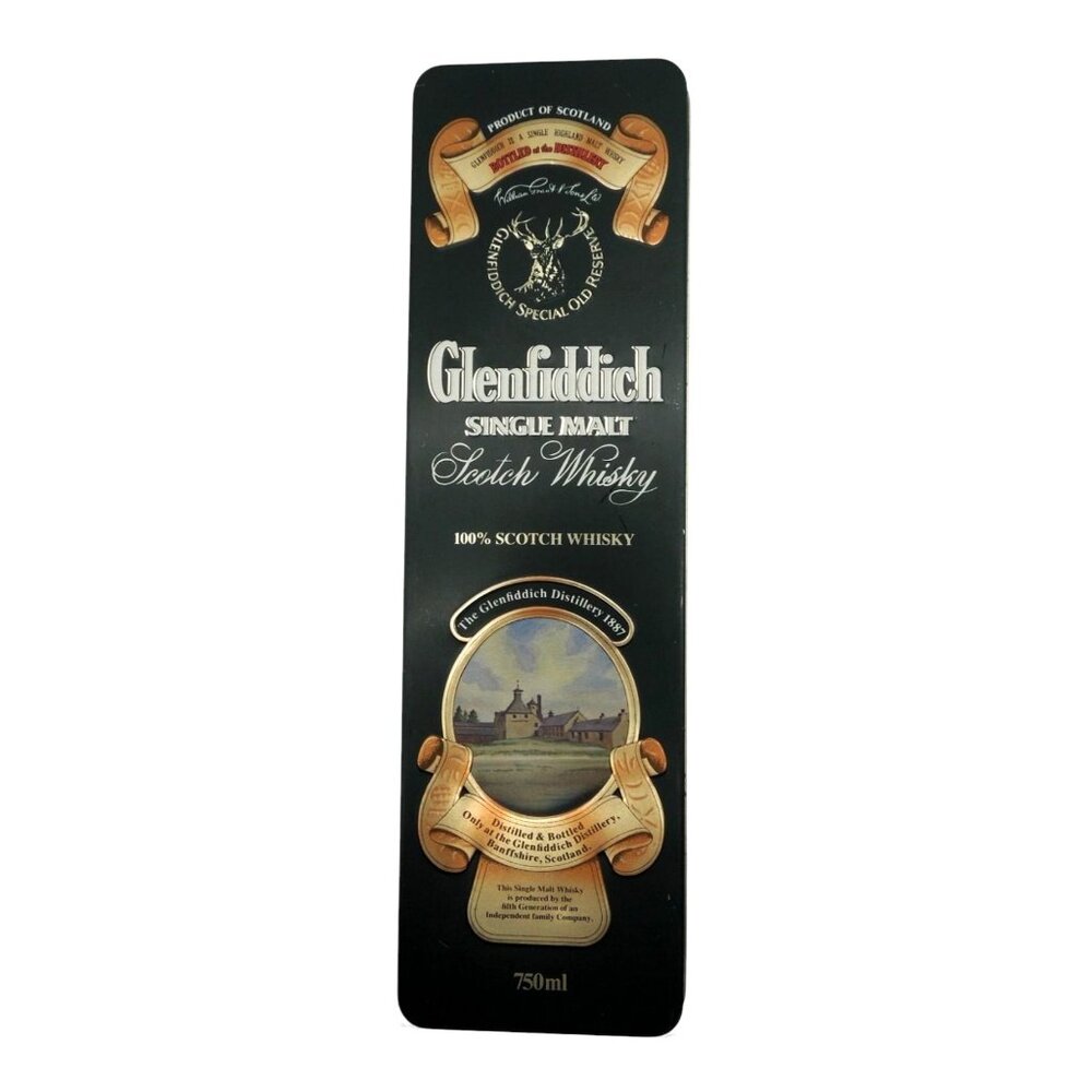 Glenfiddich Single Malt Scotch Whisky Tin Green & Gold Vintage